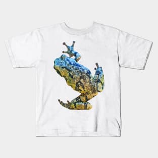 Tree Frog Blue Green Yellow Gray Watercolor Style Kids T-Shirt